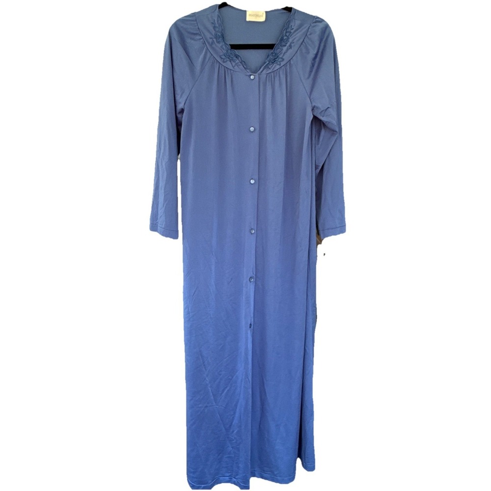 SHADOWLINE Blue Silky Button Front Size Small One Pocket Robe